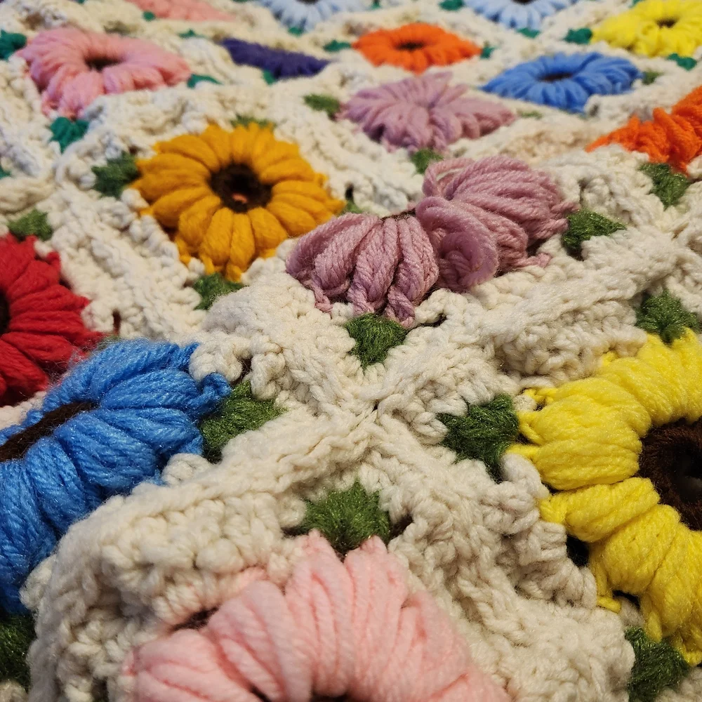 Colorful Floral Crochet Blanket